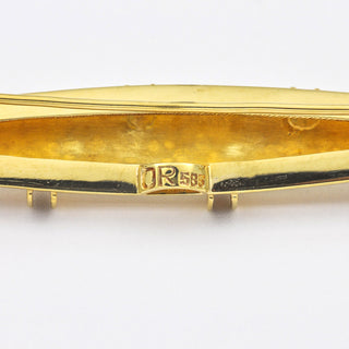 Brosche aus 585 Gelbgold mit Perle, hochwertiger second hand Schmuck perfekt aufgearbeitet