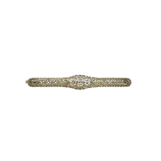 Diamantbrosche aus 585 Gelbgold/Platin, nachhaltiger second-hand Schmuck perfekt aufgearbeitet