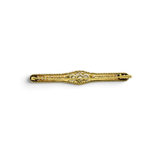 Diamantbrosche aus 585 Gelbgold/Platin, nachhaltiger second-hand Schmuck perfekt aufgearbeitet