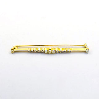 Perlenbrosche aus 585 Gelbgold/Platin mit Brillant, nachhaltiger second hand Schmuck perfekt aufgearbeitet