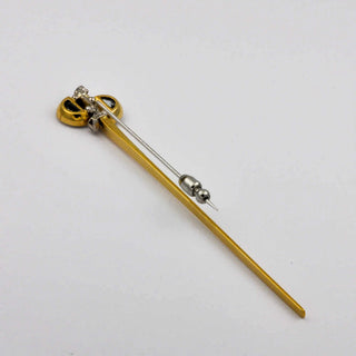 Brosche aus 750 Gelb- und Weißgold mit Aquamarin und Diamant, hochwertiger second hand Schmuck perfekt aufgearbeitet