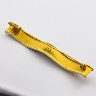 Brosche aus 585 Gelb- und Weißgold mit Brillant, hochwertiger second hand Schmuck perfekt aufgearbeitet