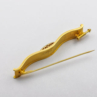 Brosche aus 585 Gelb- und Weißgold mit Brillant, hochwertiger second hand Schmuck perfekt aufgearbeitet