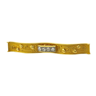 Brosche aus 585 Gelb- und Weißgold mit Brillant, hochwertiger second hand Schmuck perfekt aufgearbeitet