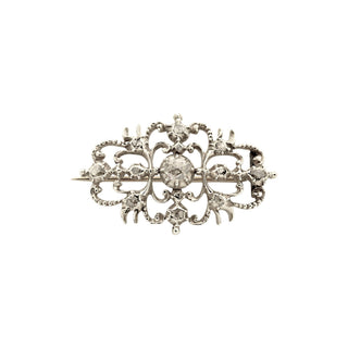 Diamantbrosche aus Silber/Gold, nachhaltiger second-hand Schmuck perfekt aufgearbeitet