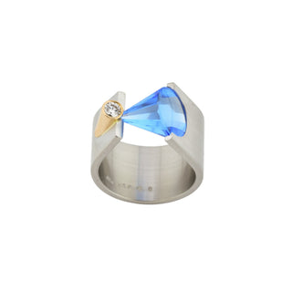 Bunz Ring aus 950 Platin/Gold mit Saphir und Brillant, nachhaltiger second hand Schmuck perfekt aufgearbeitet