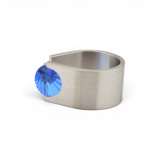 Bunz Ring aus 950 Platin/Gold mit Saphir und Brillant, nachhaltiger second hand Schmuck perfekt aufgearbeitet