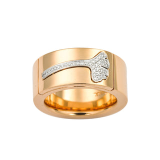 Cadeaux Ring Gingko aus 750 Gelb- und Weißgold mit Diamant, nachhaltiger second hand Schmuck perfekt aufgearbeitet