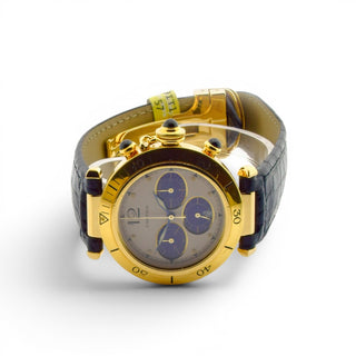 Cartier Herrenarmbanduhr Pasha Quarzwerk mit Chronograph und Datumsanzeige, gebrauchte Luxusuhr im Top-Zustand