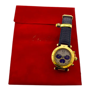 Cartier Herrenarmbanduhr Pasha Quarzwerk mit Chronograph und Datumsanzeige, gebrauchte Luxusuhr im Top-Zustand