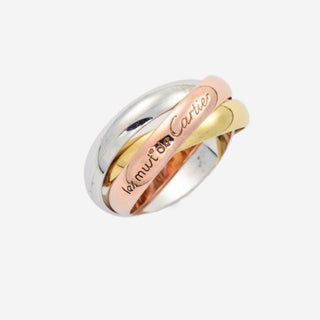 Cartier Ring Trinity aus 750 Gelb-, Rot- und Weißgold, nachhaltiger second hand Schmuck perfekt aufgearbeitet