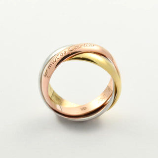 Cartier Ring Trinity aus 750 Gelb-, Rot- und Weißgold, nachhaltiger second hand Schmuck perfekt aufgearbeitet