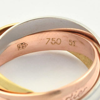 Cartier Ring Trinity aus 750 Gelb-, Rot- und Weißgold, nachhaltiger second hand Schmuck perfekt aufgearbeitet