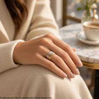 Cartier Ring Trinity aus 750 Gelb-, Rot- und Weißgold, nachhaltiger second hand Schmuck perfekt aufgearbeitet