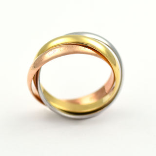 Cartier Ring Trinity aus 750 Gelb-, Rosé- und Weißgold, nachhaltiger second hand Schmuck perfekt aufgearbeitet