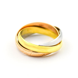 Cartier Ring Trinity aus 750 Gelb-, Rosé- und Weißgold, nachhaltiger second hand Schmuck perfekt aufgearbeitet