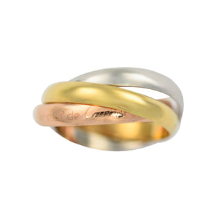 Cartier Ring Trinity aus 750 Gelb-, Rosé- und Weißgold, nachhaltiger second hand Schmuck perfekt aufgearbeitet