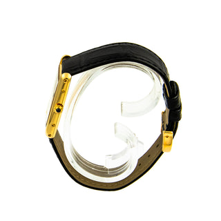 Cartier Damenarmbanduhr TANK Louis Cartier LM YG AB Quarzwerk und Edelsteinbesatz und Zeiger aus gebläutem Stahl 1990-2000er, gebrauchte Luxusuhr im Top-Zustand