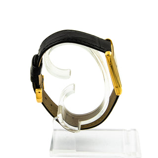 Cartier Damenarmbanduhr TANK Louis Cartier LM YG AB Quarzwerk und Edelsteinbesatz und Zeiger aus gebläutem Stahl 1990-2000er, gebrauchte Luxusuhr im Top-Zustand