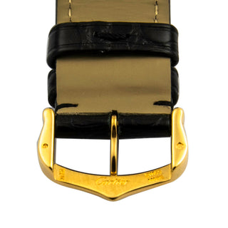 Cartier Damenarmbanduhr TANK Louis Cartier LM YG AB Quarzwerk und Edelsteinbesatz und Zeiger aus gebläutem Stahl 1990-2000er, gebrauchte Luxusuhr im Top-Zustand