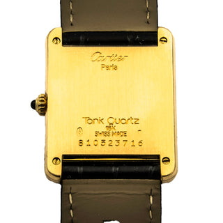 Cartier Damenarmbanduhr TANK Louis Cartier LM YG AB Quarzwerk und Edelsteinbesatz und Zeiger aus gebläutem Stahl 1990-2000er, gebrauchte Luxusuhr im Top-Zustand