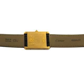 Cartier Damenarmbanduhr TANK Louis Cartier LM YG AB Quarzwerk und Edelsteinbesatz und Zeiger aus gebläutem Stahl 1990-2000er, gebrauchte Luxusuhr im Top-Zustand