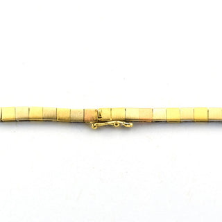 Saphircollier aus 750 Gelb- und Weißgold mit Rubin und Diamant, nachhaltiger second hand Schmuck perfekt aufgearbeitet