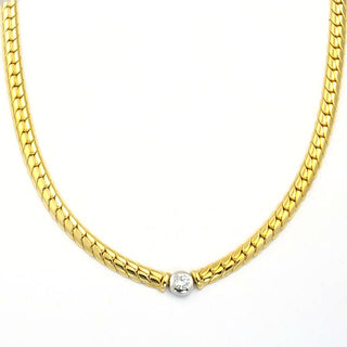 Collier aus 585 Gelb- und Weißgold mit Brillant, nachhaltiger second hand Schmuck perfekt aufgearbeitet