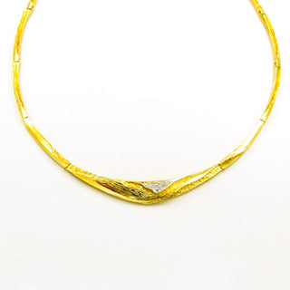 Brillantcollier aus 585 Gelb- und Weißgold, nachhaltiger second hand Schmuck perfekt aufgearbeitet