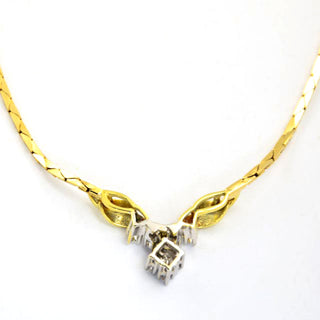 Brillantcollier aus 585 Gelb- und Weißgold, nachhaltiger second hand Schmuck perfekt aufgearbeitet