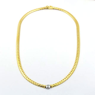 Collier aus 585 Gelb- und Weißgold mit Brillant, nachhaltiger second hand Schmuck perfekt aufgearbeitet