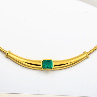 Smaragdcollier aus 750 Gelbgold, nachhaltiger second hand Schmuck perfekt aufgearbeitet