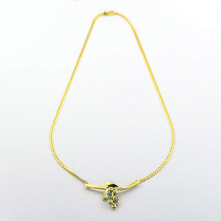 Collier aus 585 Gelbgold mit Aquamarin und Brillant, nachhaltiger second hand Schmuck perfekt aufgearbeitet