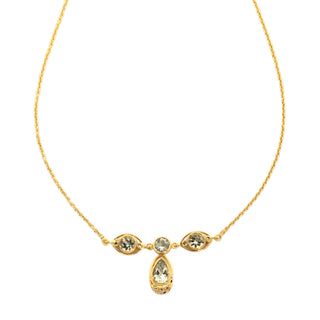 Collier aus 750 Gelbgold mit Aquamarin und Diamant, nachhaltiger second-hand Schmuck perfekt aufgearbeitet