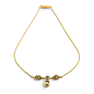 Collier aus 750 Gelbgold mit Aquamarin und Diamant, nachhaltiger second-hand Schmuck perfekt aufgearbeitet