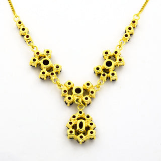 Collier aus 585 Gelbgold mit Granat, nachhaltiger second hand Schmuck perfekt aufgearbeitet