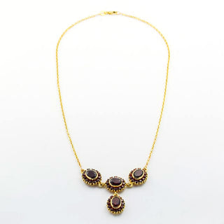 Granatcollier aus 585 Gelbgold, nachhaltiger second hand Schmuck perfekt aufgearbeitet