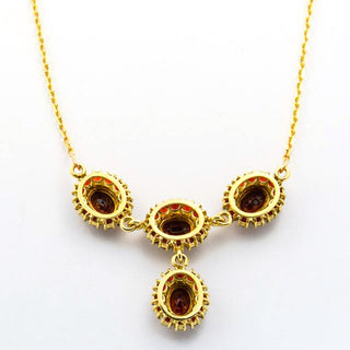 Granatcollier aus 585 Gelbgold, nachhaltiger second hand Schmuck perfekt aufgearbeitet