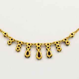 Collier aus 585 Gelbgold mit Granat, hochwertiger second hand Schmuck perfekt aufgearbeitet