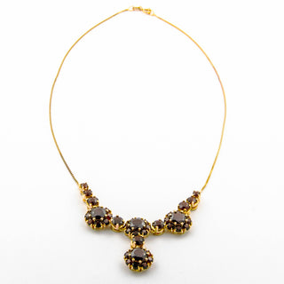 Collier aus 333 Gelbgold mit Granat, nachhaltiger second hand Schmuck perfekt aufgearbeitet