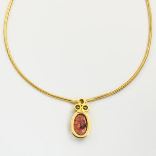 Collier aus 750 Gelbgold mit Opal und Brillant, nachhaltiger second hand Schmuck perfekt aufgearbeitet