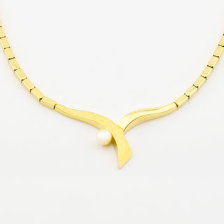 Perlencollier aus 585 Gelbgold, nachhaltiger second hand Schmuck perfekt aufgearbeitet