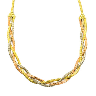 Collier aus 585 Gelb-, Rot- und Weißgold, 43cm, nachhaltiger second hand Schmuck perfekt aufgearbeitet