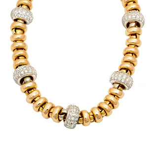 Collier aus 750 Gelb-, Rot- und Weißgold mit Brillant, hochwertiger second hand Schmuck perfekt aufgearbeitet