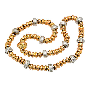 Collier aus 750 Gelb-, Rot- und Weißgold mit Brillant, hochwertiger second hand Schmuck perfekt aufgearbeitet