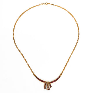 Rubincollier aus 750 Gelbgold mit Diamant, nachhaltiger second hand Schmuck perfekt aufgearbeitet