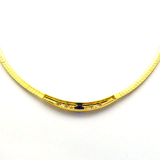 Saphircollier aus 585 Gelbgold mit Brillant, nachhaltiger second hand Schmuck perfekt aufgearbeitet