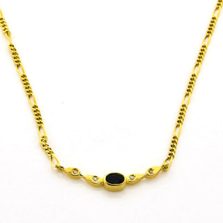 Saphircollier aus 750 Gelbgold mit Diamant, nachhaltiger second hand Schmuck perfekt aufgearbeitet