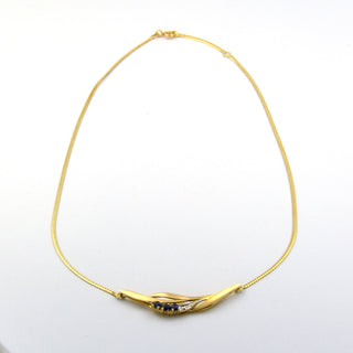 Saphircollier aus 585 Gelbgold, nachhaltiger second hand Schmuck perfekt aufgearbeitet
