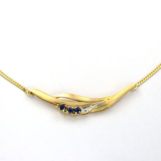 Saphircollier aus 585 Gelbgold, nachhaltiger second hand Schmuck perfekt aufgearbeitet